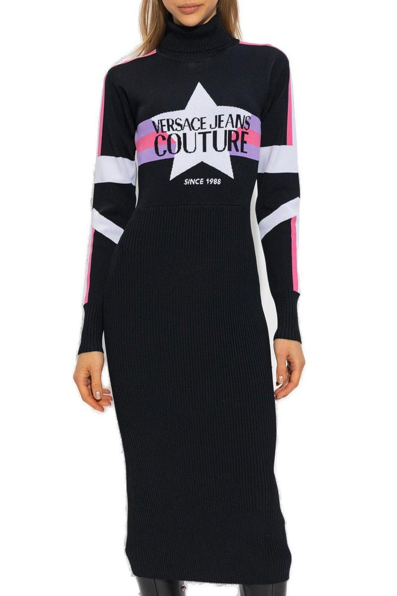 Versace Logo Intarsia-knit Midi Dress - Women