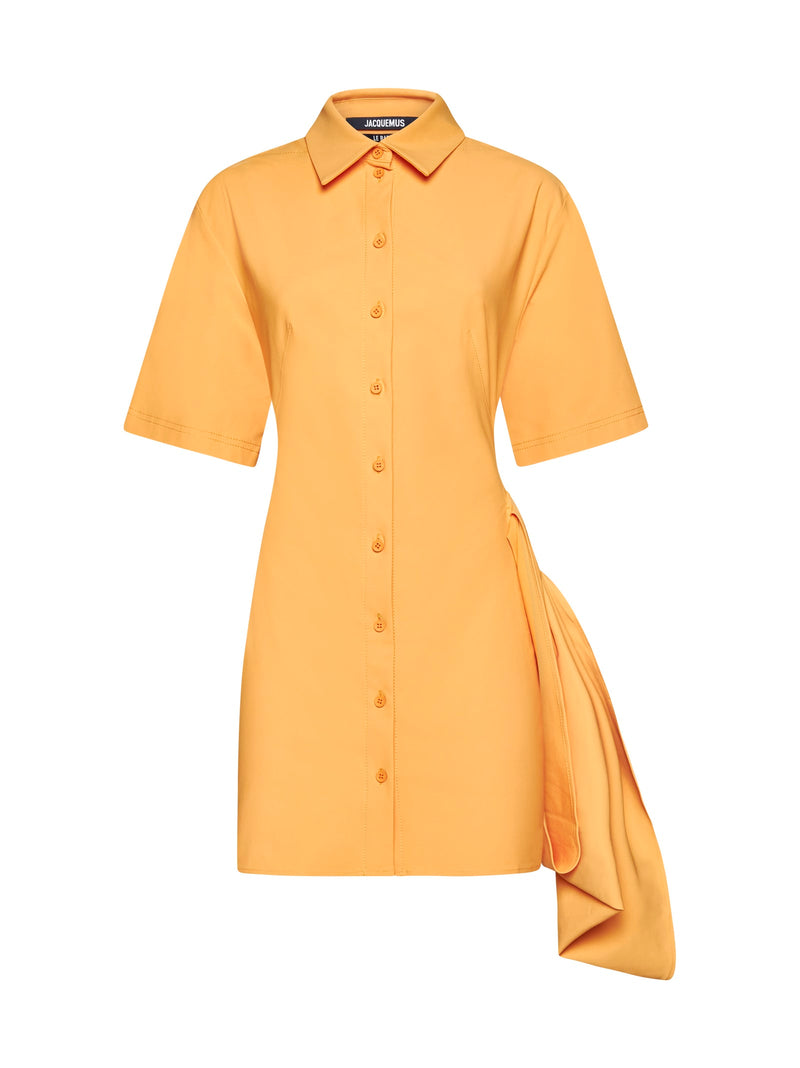 Jacquemus Orange Mini Shirt Dress La Robe Camisa In Cotton Blend Woman - Women