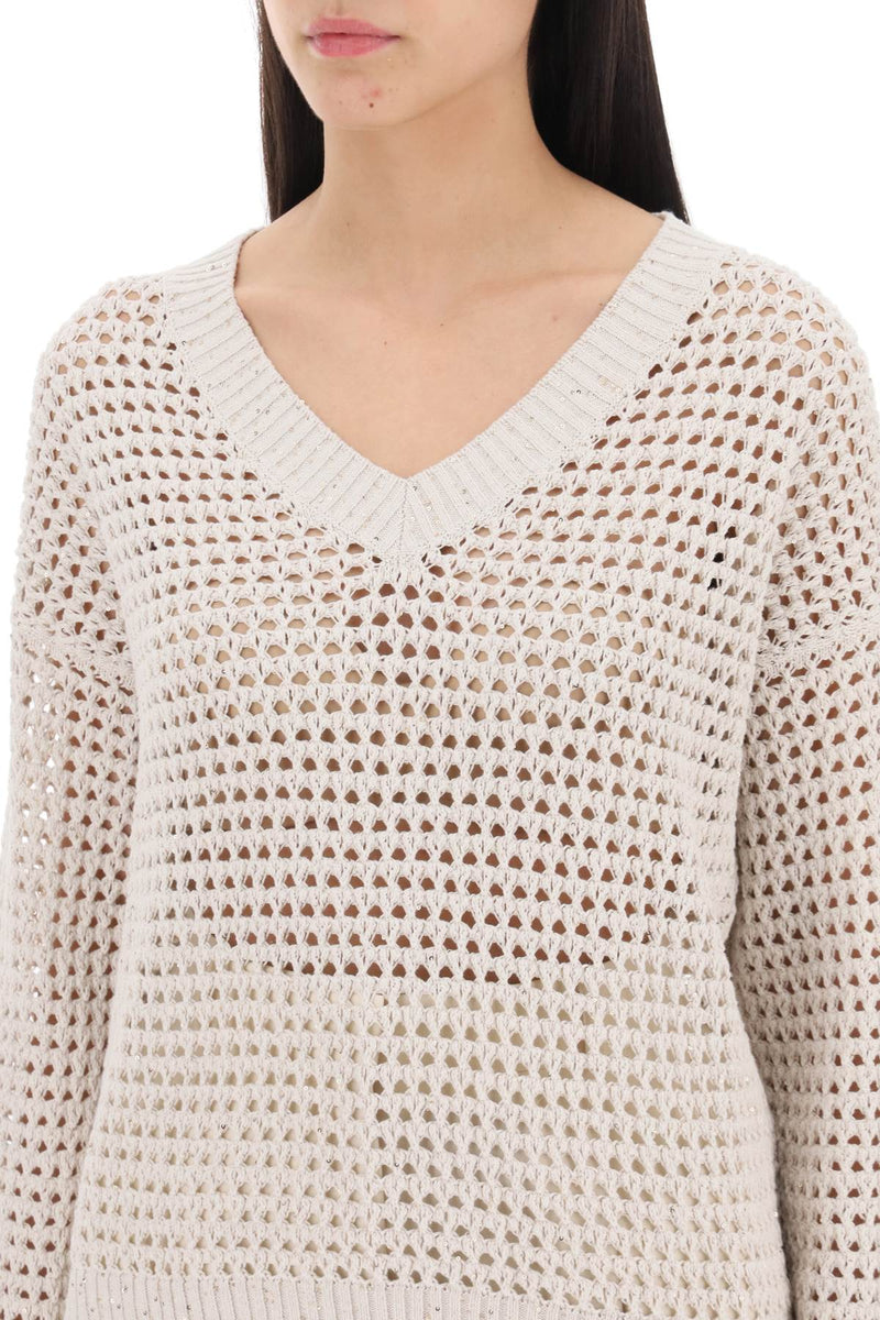 Brunello Cucinelli Dazzling Net Cotton Sweater - Women