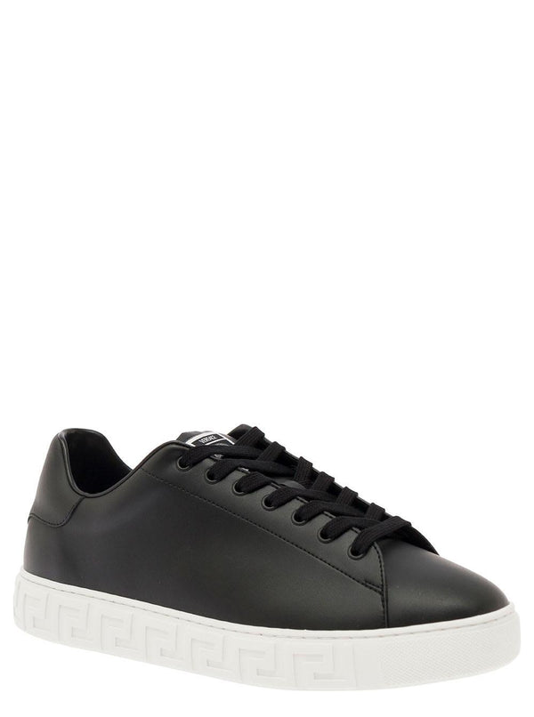 Versace Sneaker Basse new Greca Con Motivo Greca In Eco-pelle Nera Uomo - Men - Piano Luigi