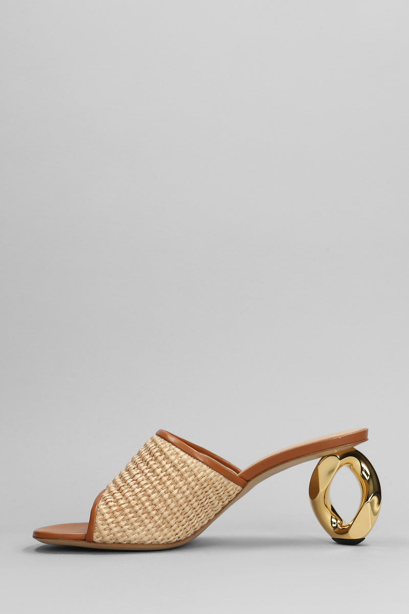 J.W. Anderson Raffia Sandal Sandals In Beige Silver - Women