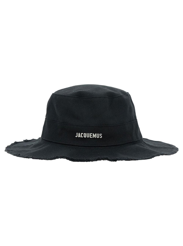 Jacquemus le Bob Artichaut Black Hat With Metal Logo In Canvas Man - Men - Piano Luigi