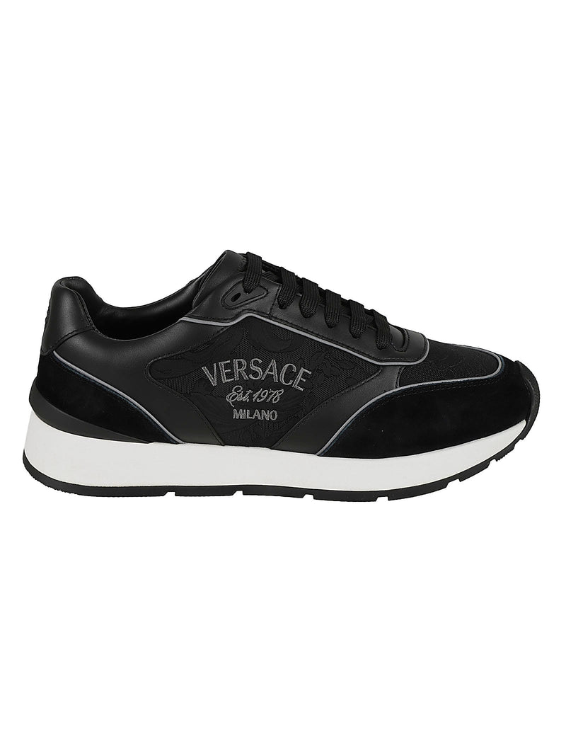 Versace Logo Sided Jacquard Sneakers - Men