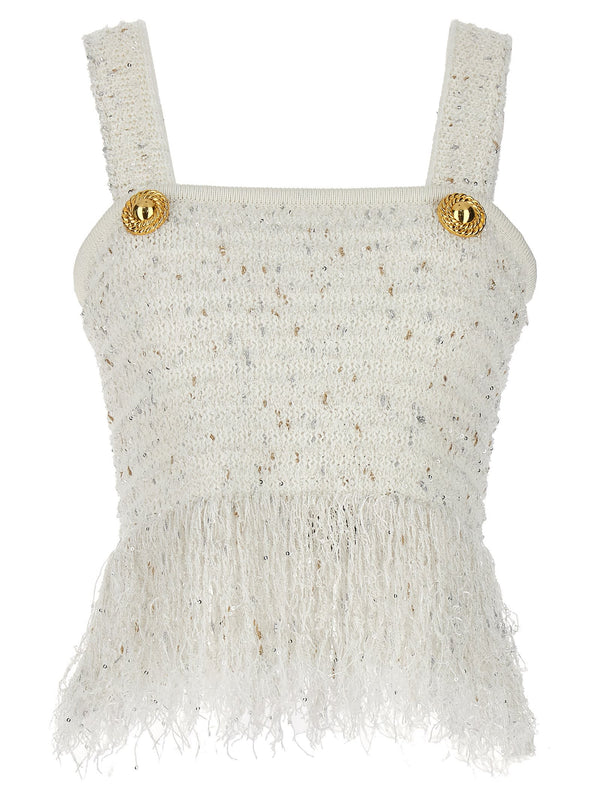 Balmain fringed Tweed Top - Women