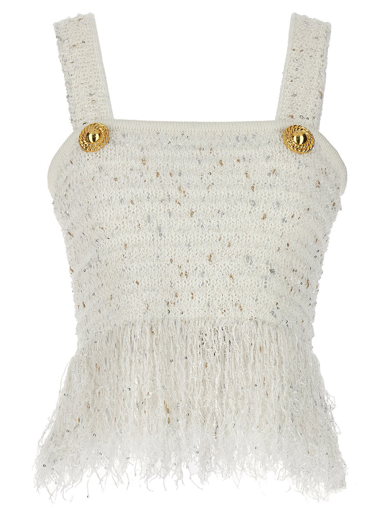 Balmain fringed Tweed Top - Women