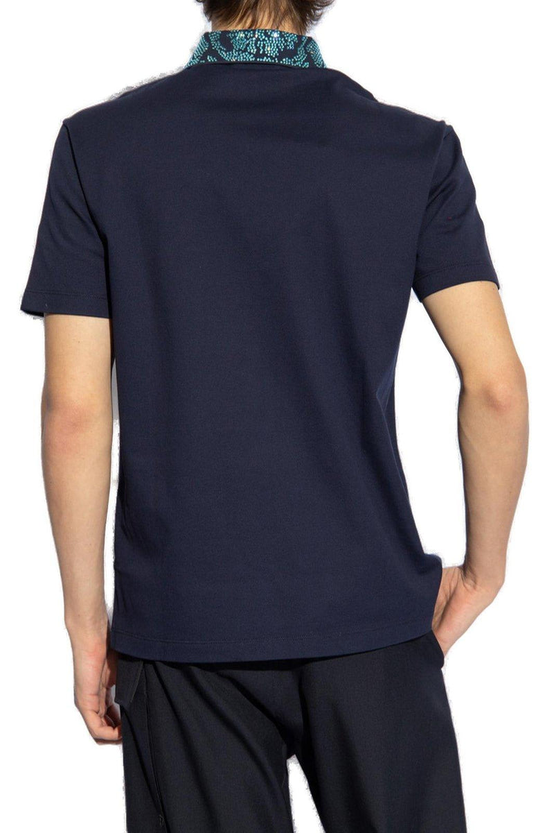 Versace Glass Embellished Short-sleeved Polo Shirt - Men