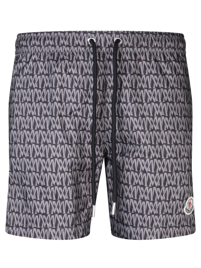 Moncler All-over Print Black Swimsuit - Men