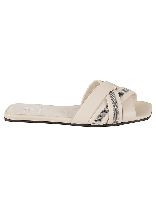 Brunello Cucinelli Cross-strap Embellished Flat Sandals - Women