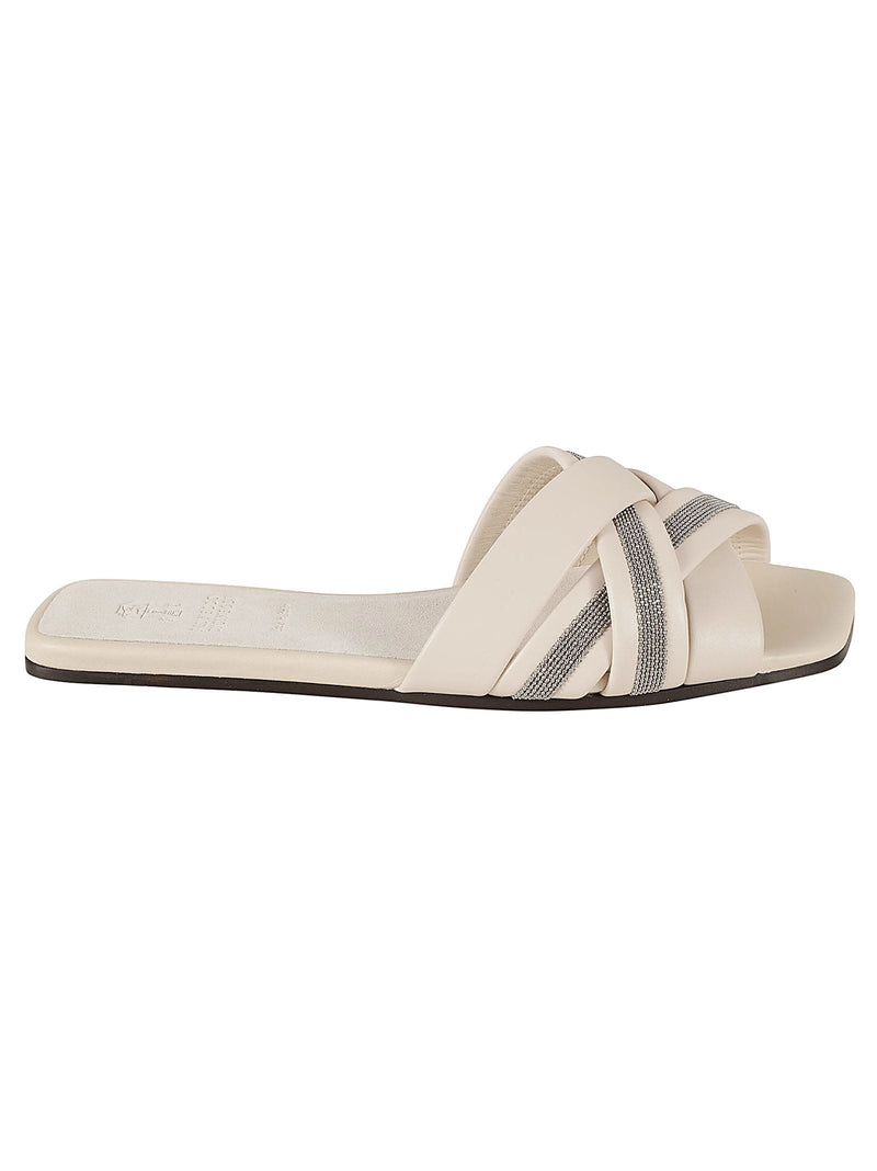 Brunello Cucinelli Cross-strap Embellished Flat Sandals - Women