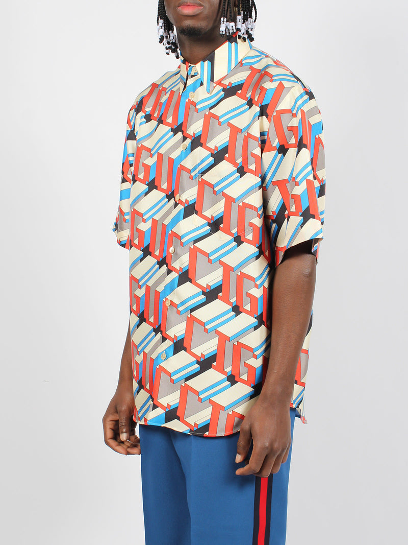 Gucci Pixel Print Silk Shirt - Men