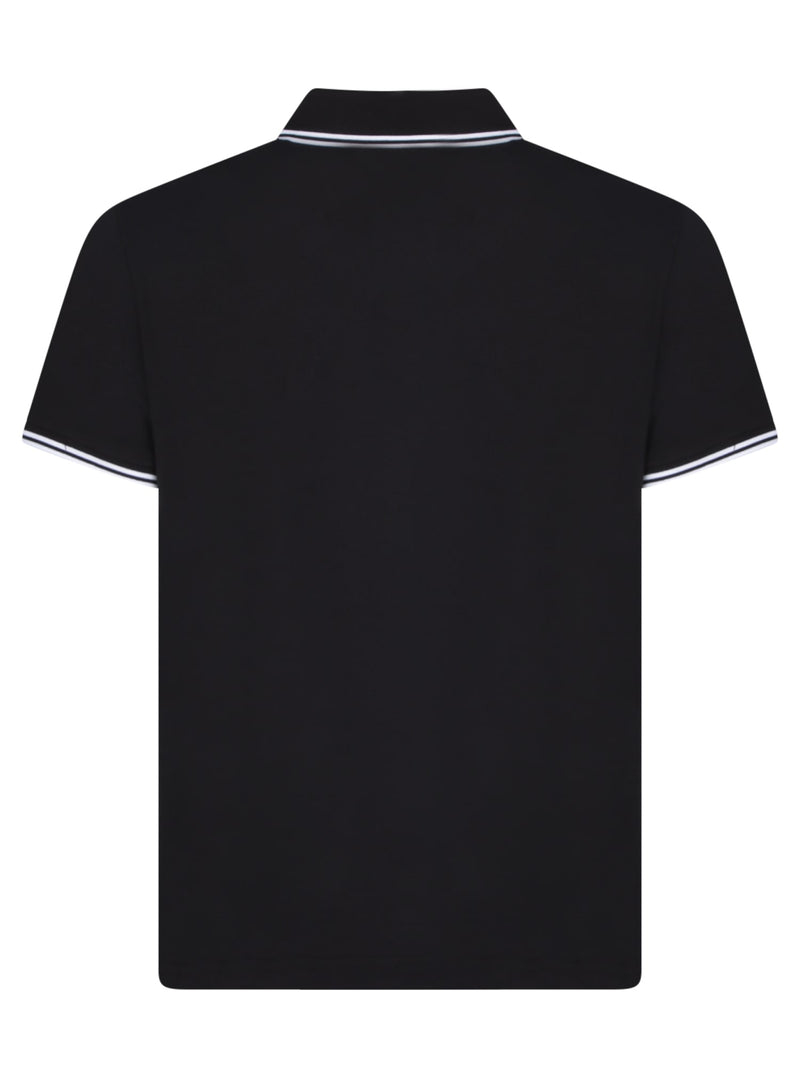 Moncler Logo Patch Black Polo Shirt - Men