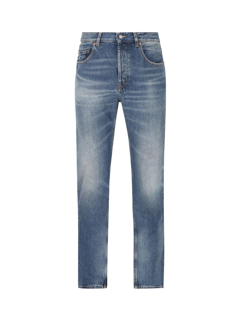 Saint Laurent Logo Patch Straight Leg Jeans - Men