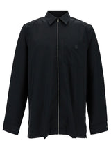 Givenchy Black Shirt With Zip Closure And 4g Logo In Wool Man - Men