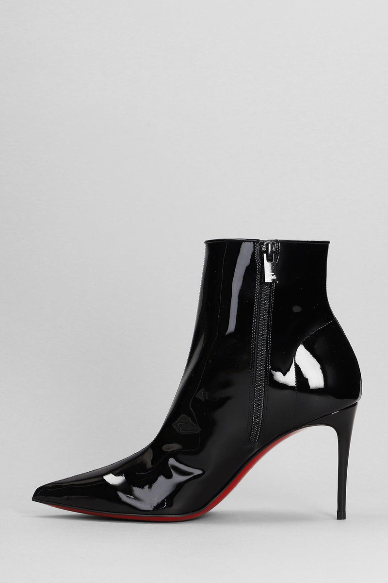 Christian Louboutin Sporty Kate Booty High Heels Ankle Boots In Black Patent Leather - Women - Piano Luigi