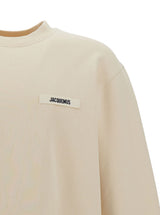 Jacquemus le Sweatshirt Gros-grain Beige Sweatshirt With Logo Patch In Cotton Man - Men