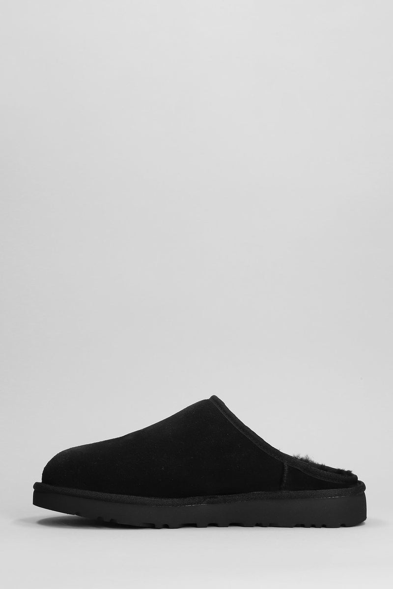 UGG Classic Slip-on Slipper-mule In Black Suede - Men