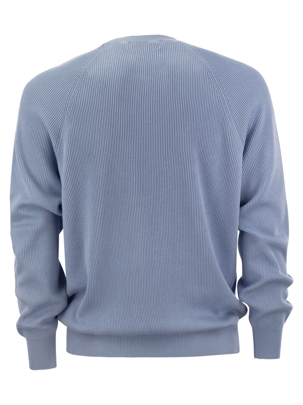 Brunello Cucinelli Cotton Rib Sweater With Raglan Sleeve - Men