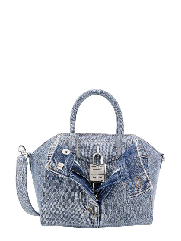 Givenchy Mini Antigona Lock Denim Tote Bag - Women