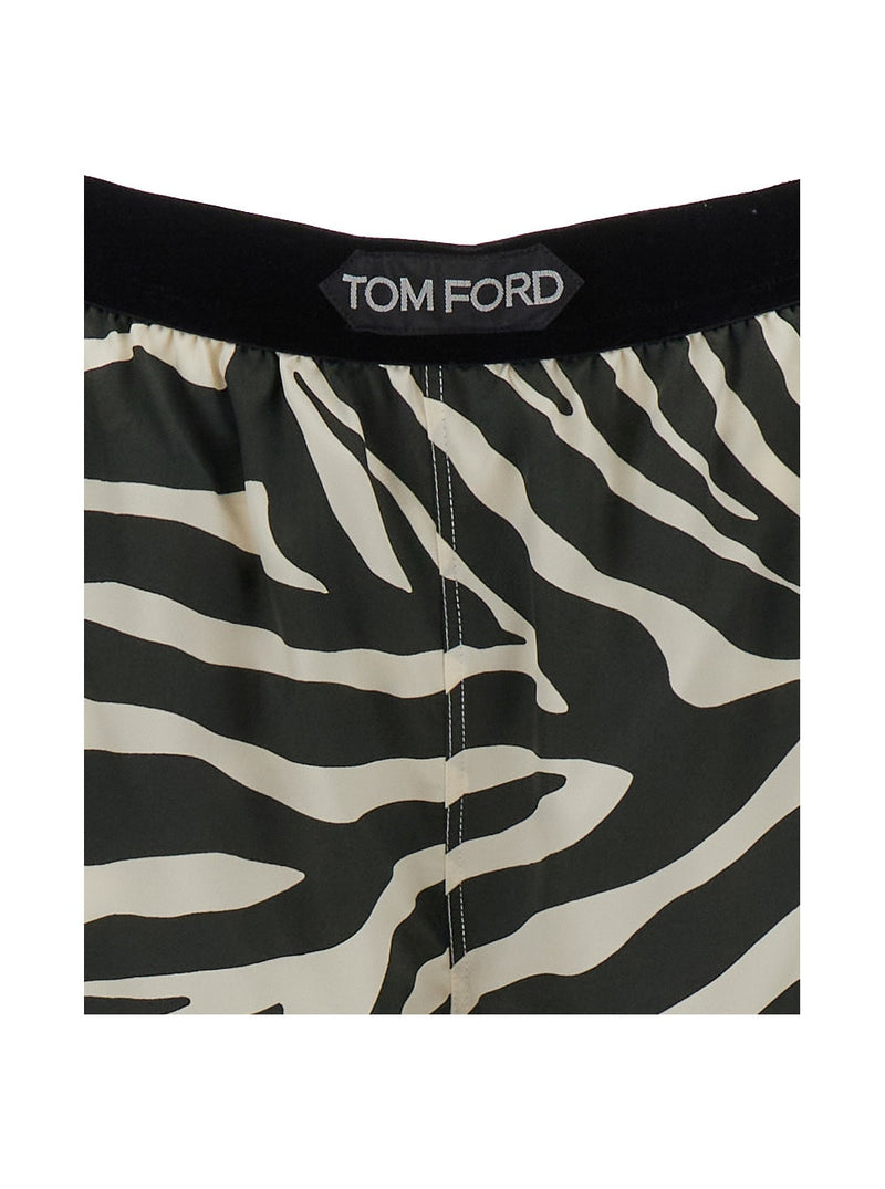 Tom Ford Optical Zebra Print On Stretch Silk Satin Pj Shorts - Women