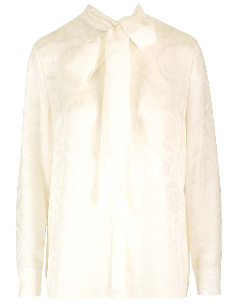 Versace Ivory Silk Lavalier Shirt - Women