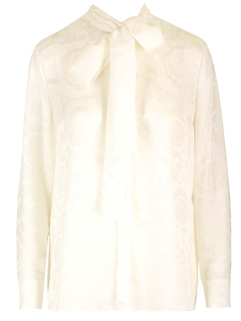 Versace Ivory Silk Lavalier Shirt - Women - Piano Luigi