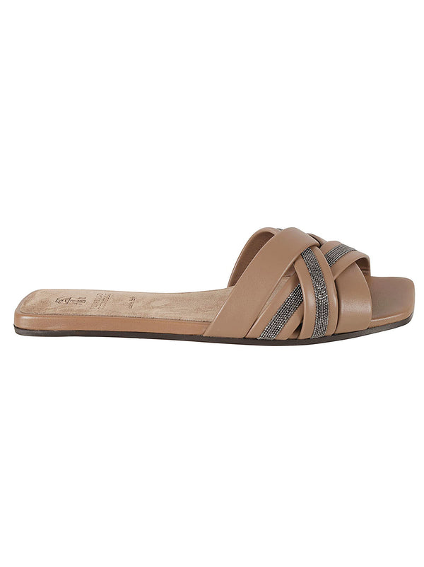 Brunello Cucinelli Cross-strap Embellished Flat Sandals - Women