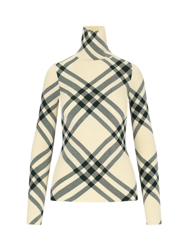 Burberry Check-pattern High-neck Knitted Jumper - Women