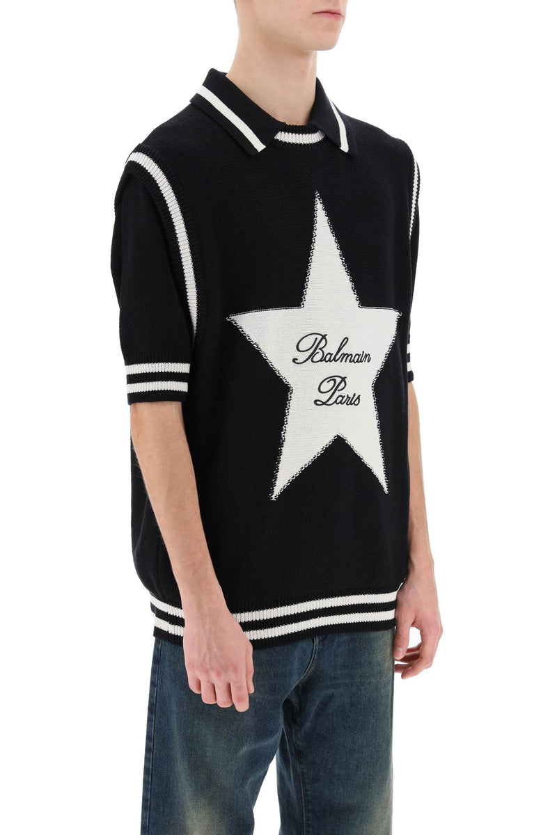 Balmain Vest With Star Intarsia - Men