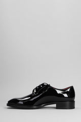 Christian Louboutin Chambeliss Night Lace Up Shoes In Black Patent Leather - Men