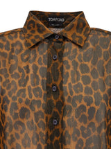 Tom Ford Laminated Leopard Printed Georgette Shirt - Women