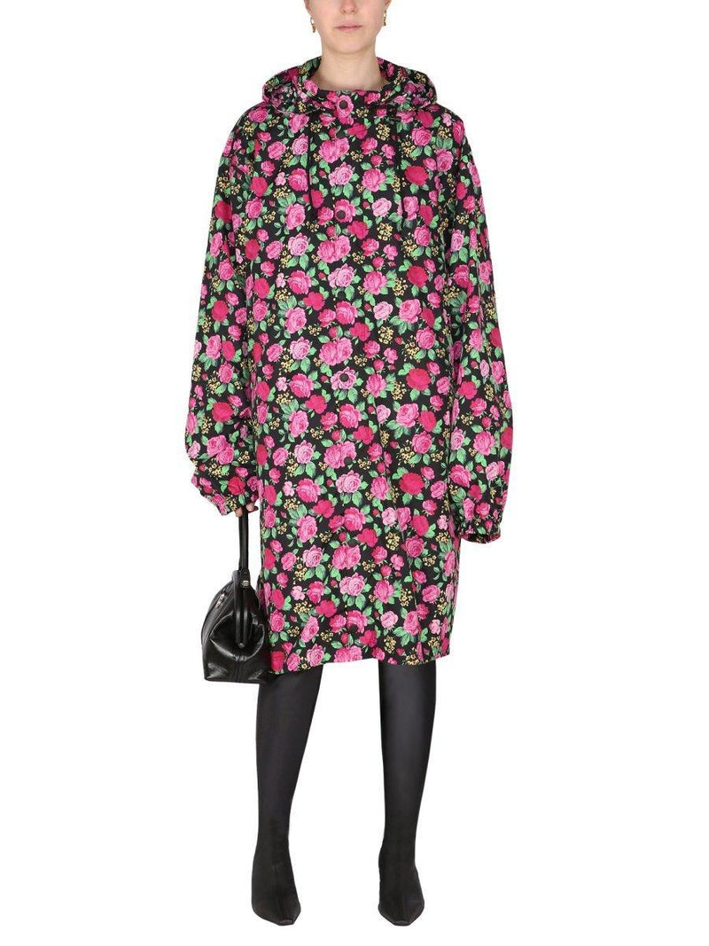 Balenciaga Floral Pattern Hooded Coat - Women - Piano Luigi