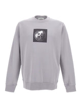 Stone Island Grey Crewneck Sweatshirt With Logo Print In Cotton Man - Men