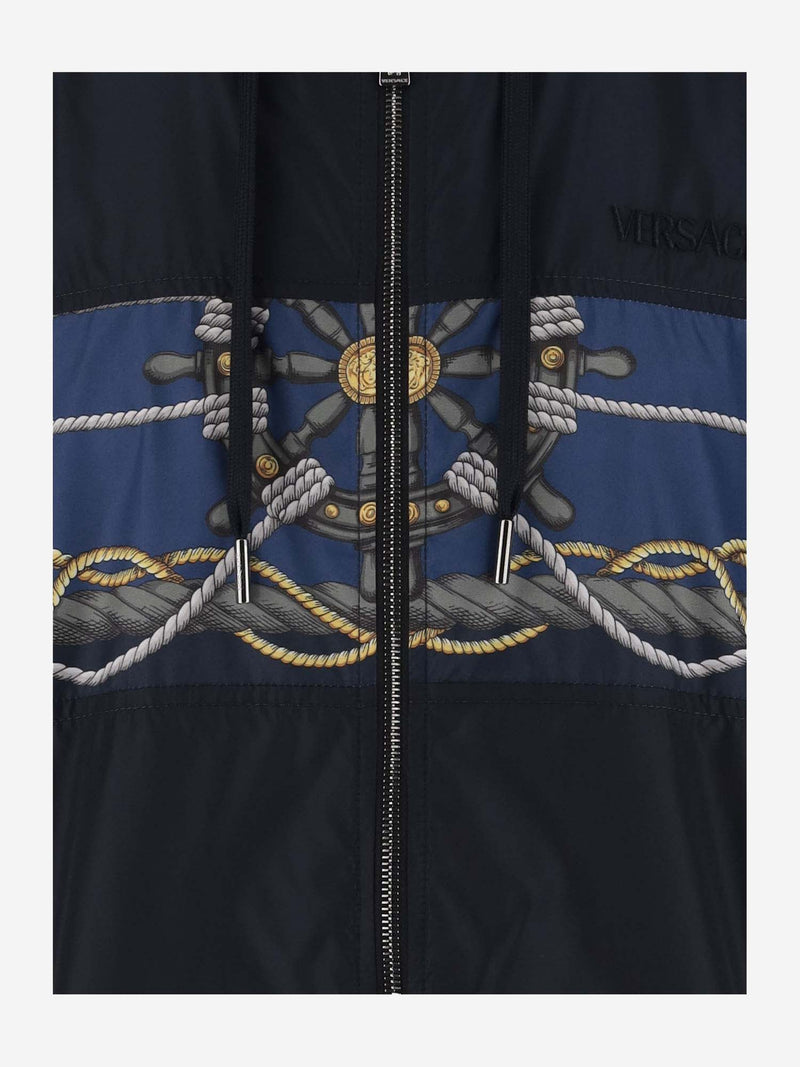 Nylon Jacket With Versace Nautical Pattern - Men