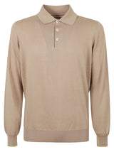 Brunello Cucinelli Rib Trim Long-sleeved Polo Shirt - Men