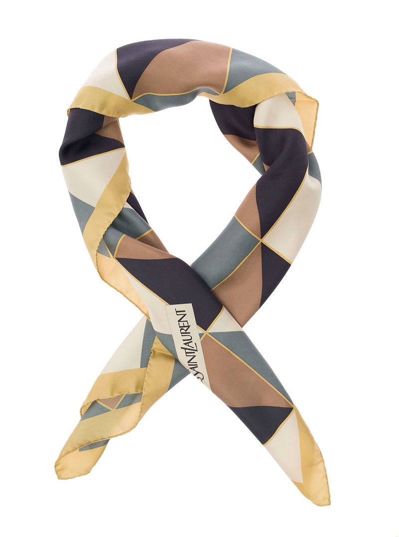 Saint Laurent Multicolor Square Scarf With Geometric Pattern In Silk Woman - Women