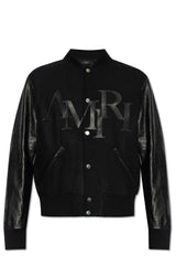 AMIRI Staggered Logo Button-up Varsity Jacket - Men