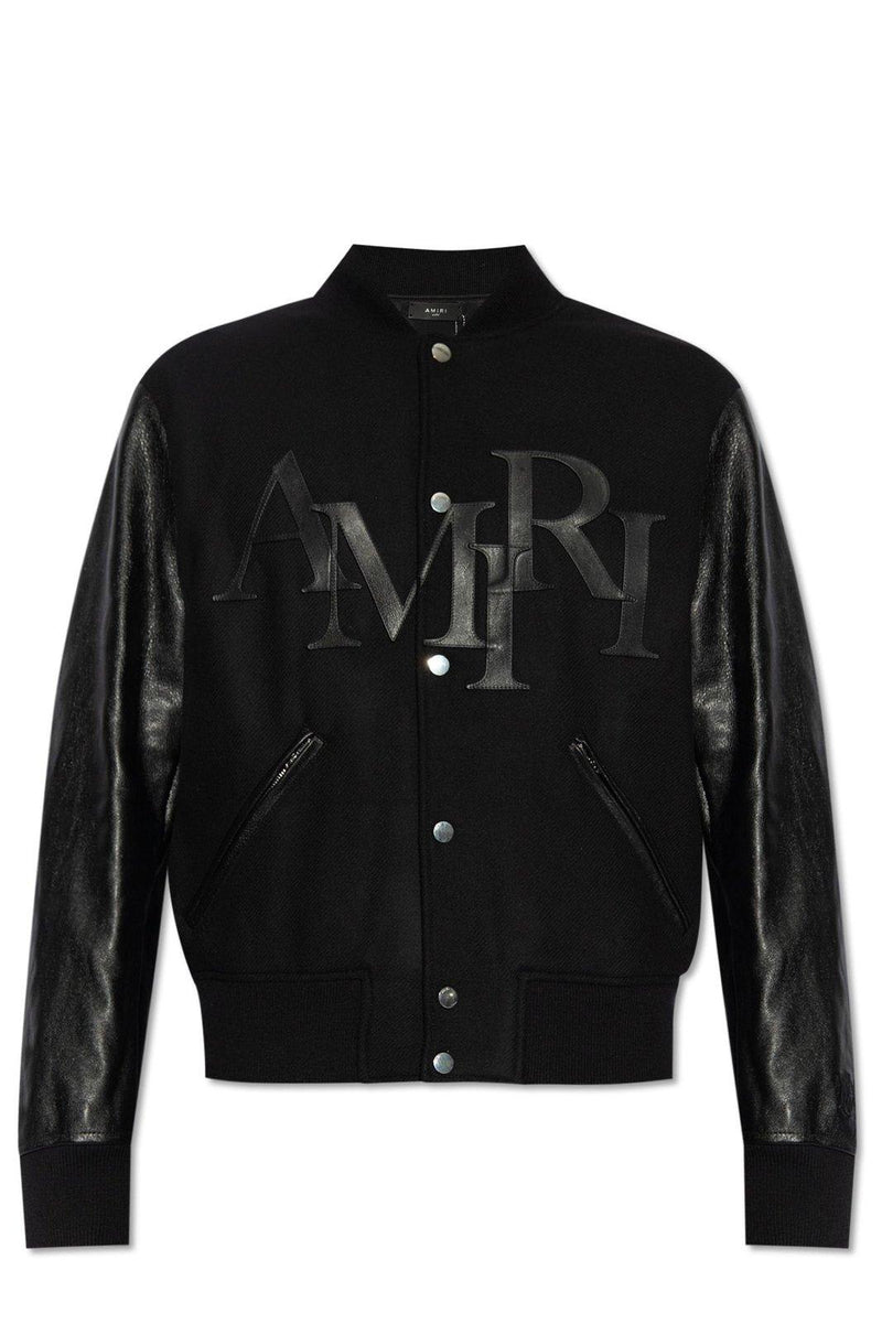 AMIRI Staggered Logo Button-up Varsity Jacket - Men