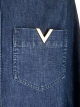 Valentino Vlogo Signature Curved Hem Denim Shirt - Women