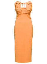 Jacquemus Orange Midi Dress La Robe Bikini In Cotton Blend Woman - Women