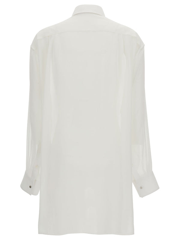 Stella McCartney Oversized White Tuxedo Shirt In Silk Woman - Women
