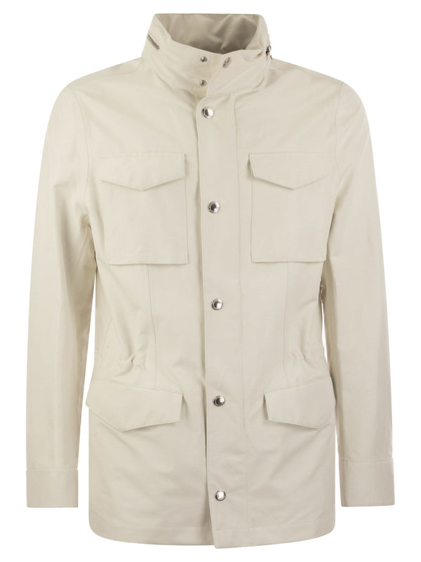 Brunello Cucinelli Field Jacket In Linen And Silk Membrane Panama With Heat Tapes - Men