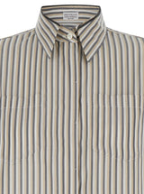 Brunello Cucinelli Beige Striped Shirt In Silk Woman - Women