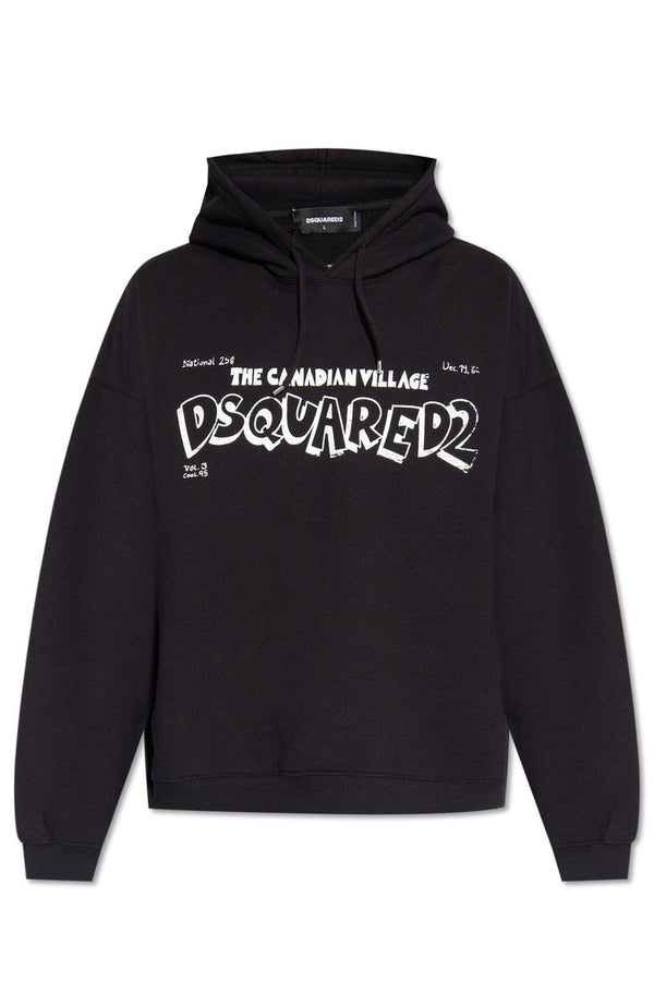 Dsquared2 Logo Printed Drawstring Hoodie - Men