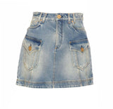 Balmain Trapeze Western Denim Skirt - Women - Piano Luigi