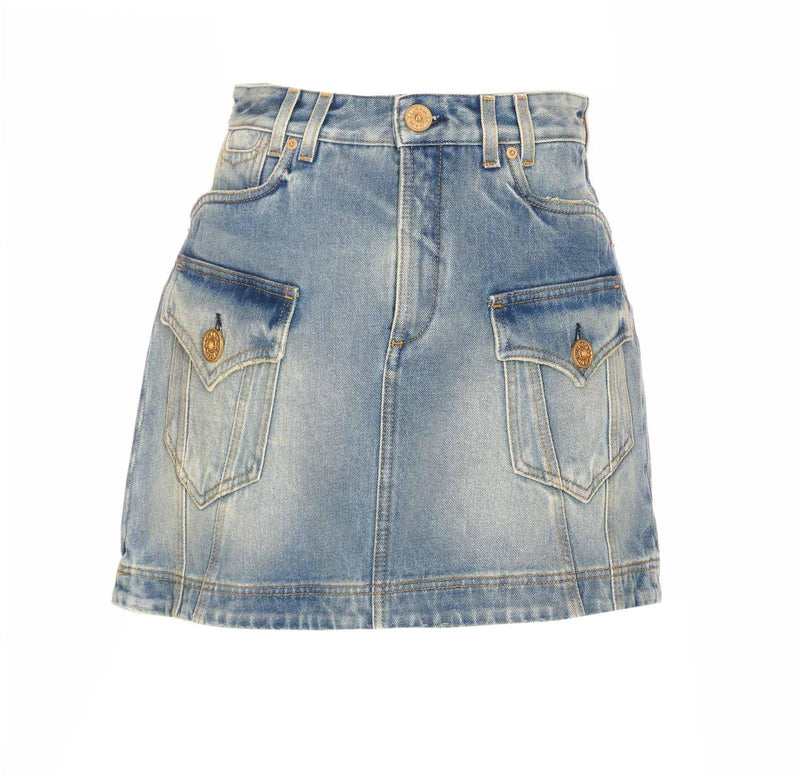 Balmain Trapeze Western Denim Skirt - Women - Piano Luigi