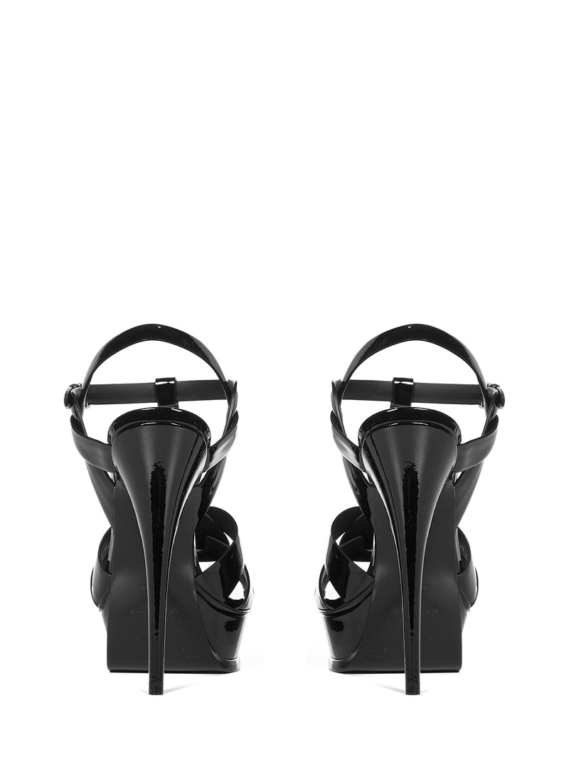 Saint Laurent Tribute Black Patent Leather Sandals - Women