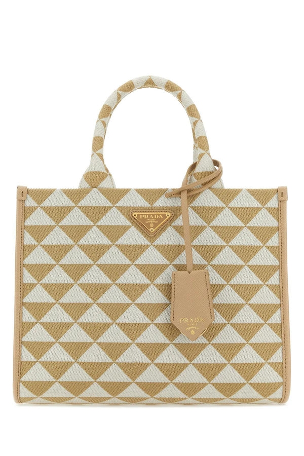 Prada Embroidered Fabric Small Symbole Shopping Bag - Women