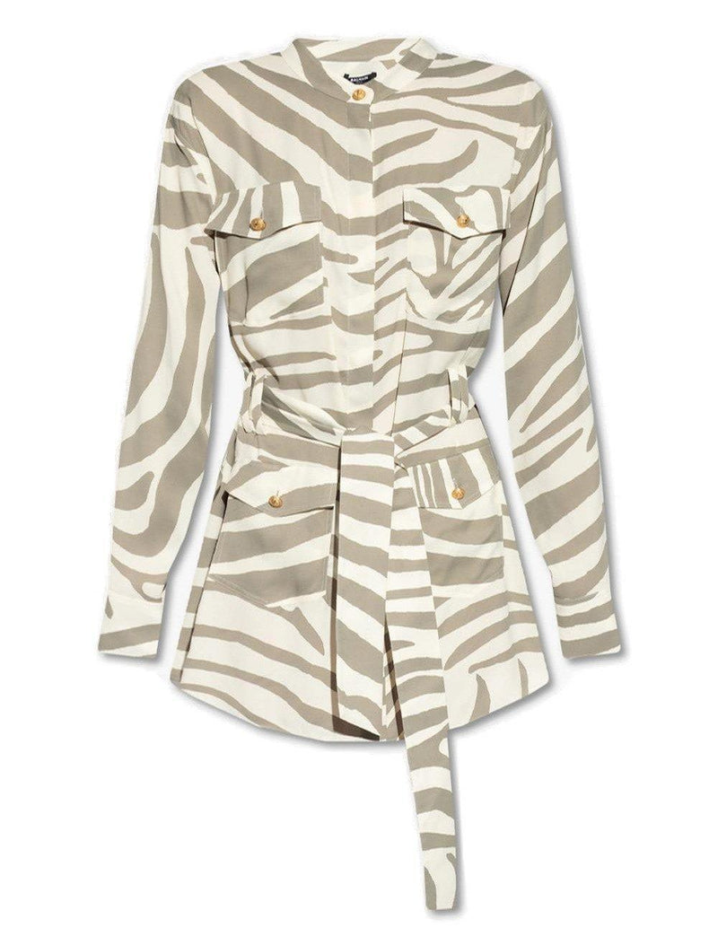 Balmain Animal-printed Belted Shirt Dress - Women - Piano Luigi