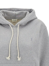 Saint Laurent Grey Hoodie With Cassandre Embroidery In Cotton Woman - Women