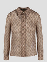 Gucci Gg Damier Print Silk Shirt - Women